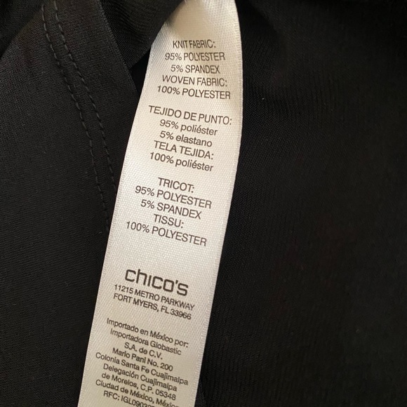 Chico’s Black Blouse Size US 4 Pleated Flutter Sleeves Front Tie - Picture 10 of 10